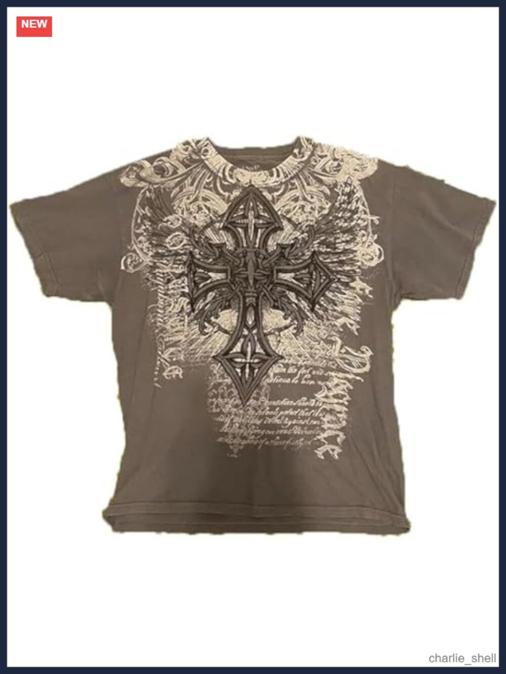Men's Y2K Gothic Cross Graphic T-Shirt Round Neck Short Sleeve Cotton